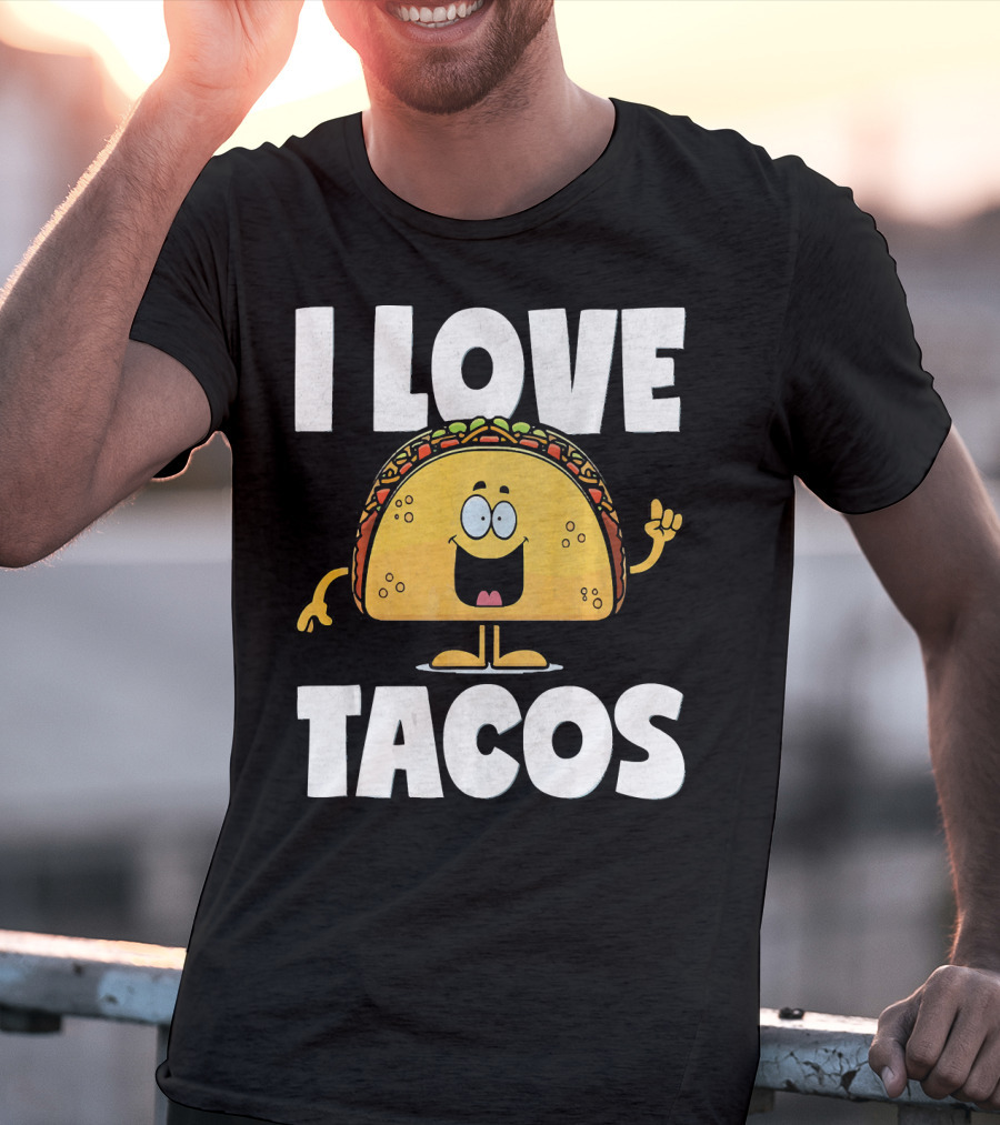 I Love Tacos Funny Vintage Retro Cute Taco Cartoon T-Shirt
