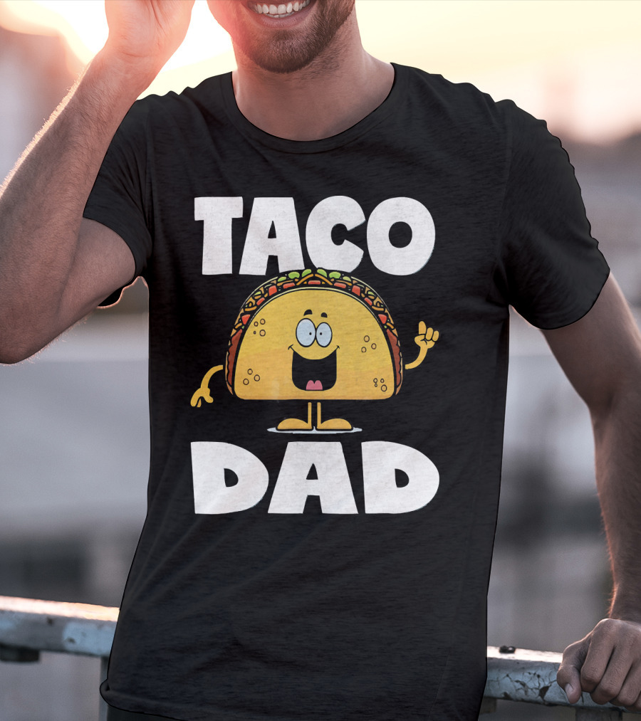 Taco Dad Funny Vintage Tacos Fathers Cartoon T-Shirt