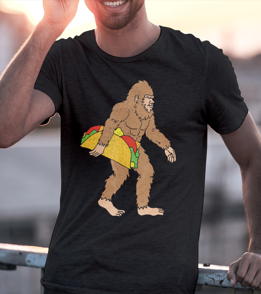 Funny Yetti Big Foot Taco Holding T-Shirt