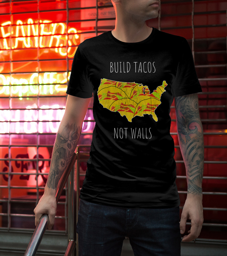 Build Tacos Not Walls USA Map T-Shirt