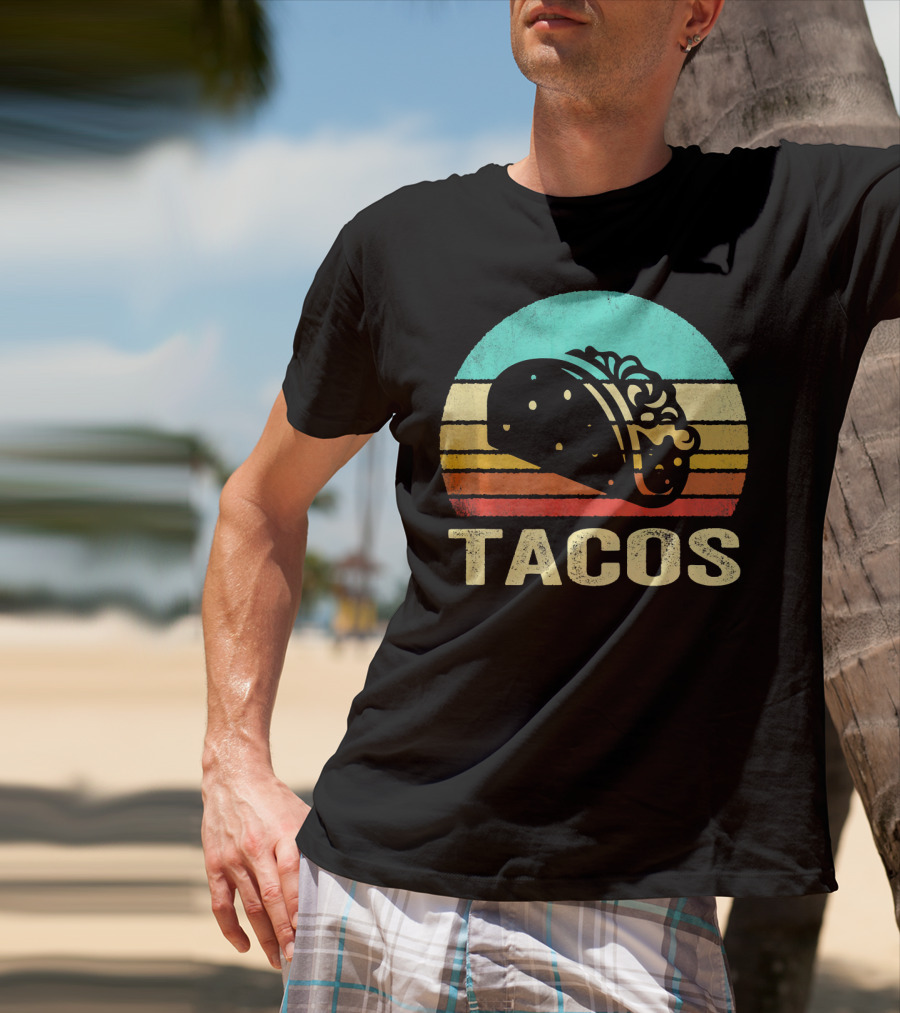 Vintage Tacos Retro Sunset Stripes T-Shirt