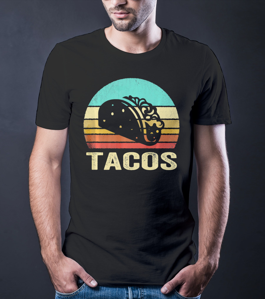 Vintage Tacos Retro Sunset Stripes T-Shirt
