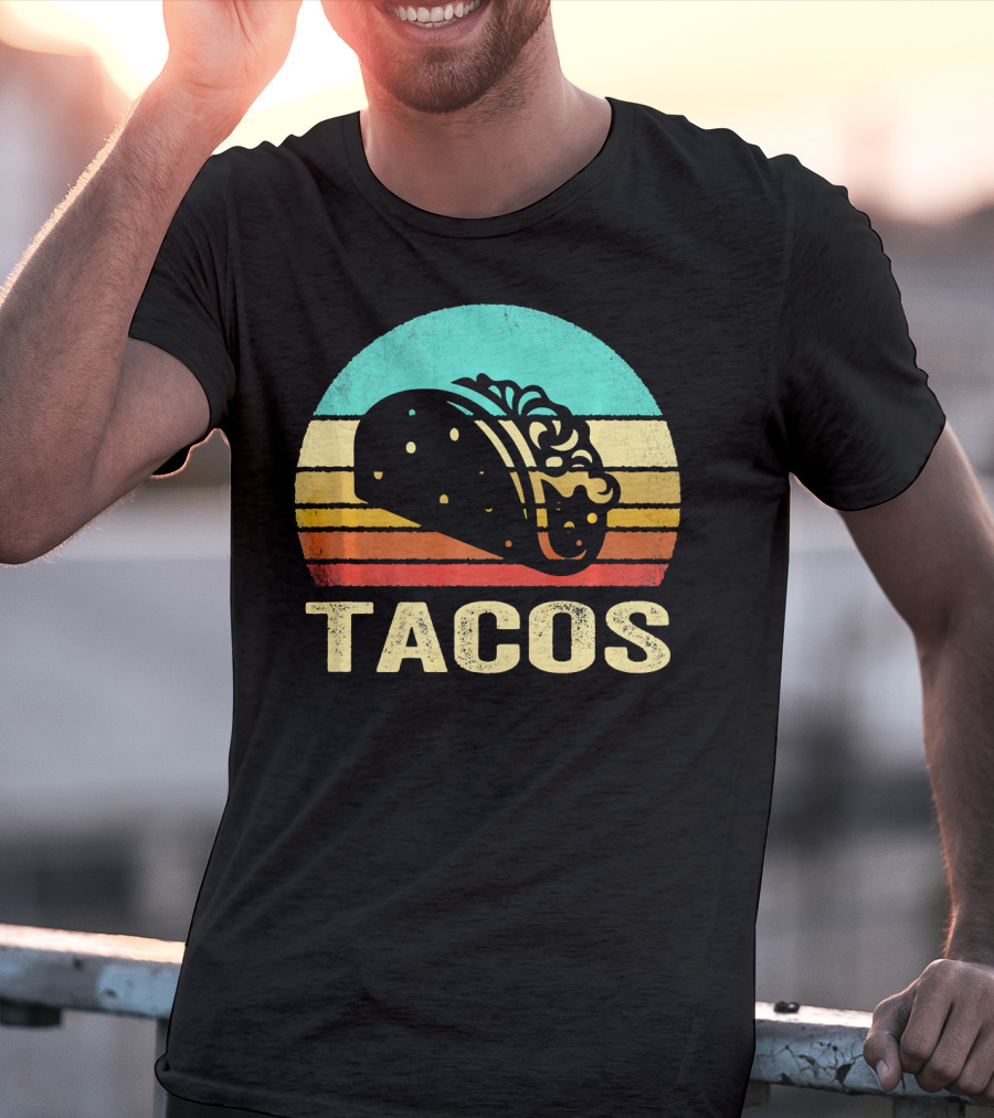 Vintage Tacos Retro Sunset Stripes T-Shirt