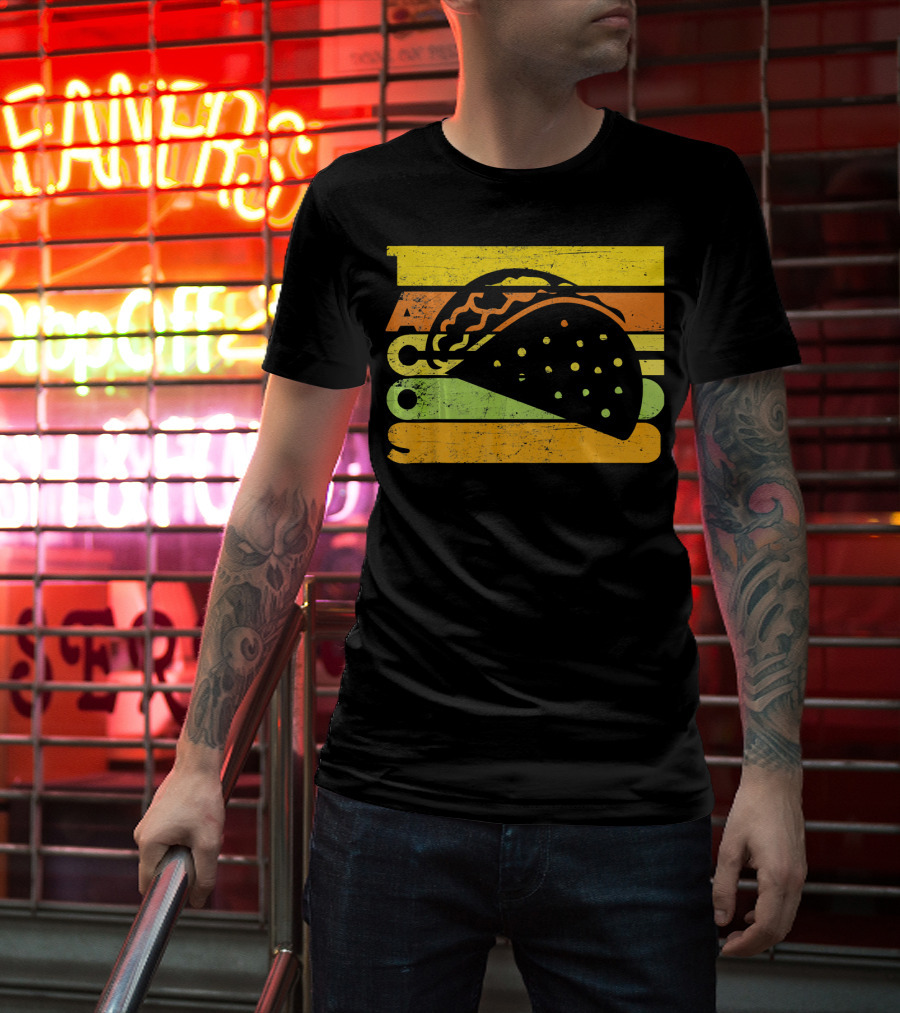 Vintage Retro Style Tacos Funny Ta Stripes Taco T-Shirt