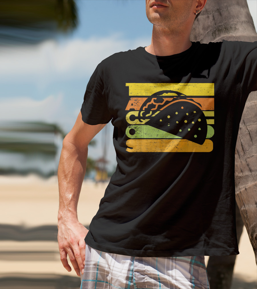 Vintage Retro Style Tacos Funny Ta Stripes Taco T-Shirt