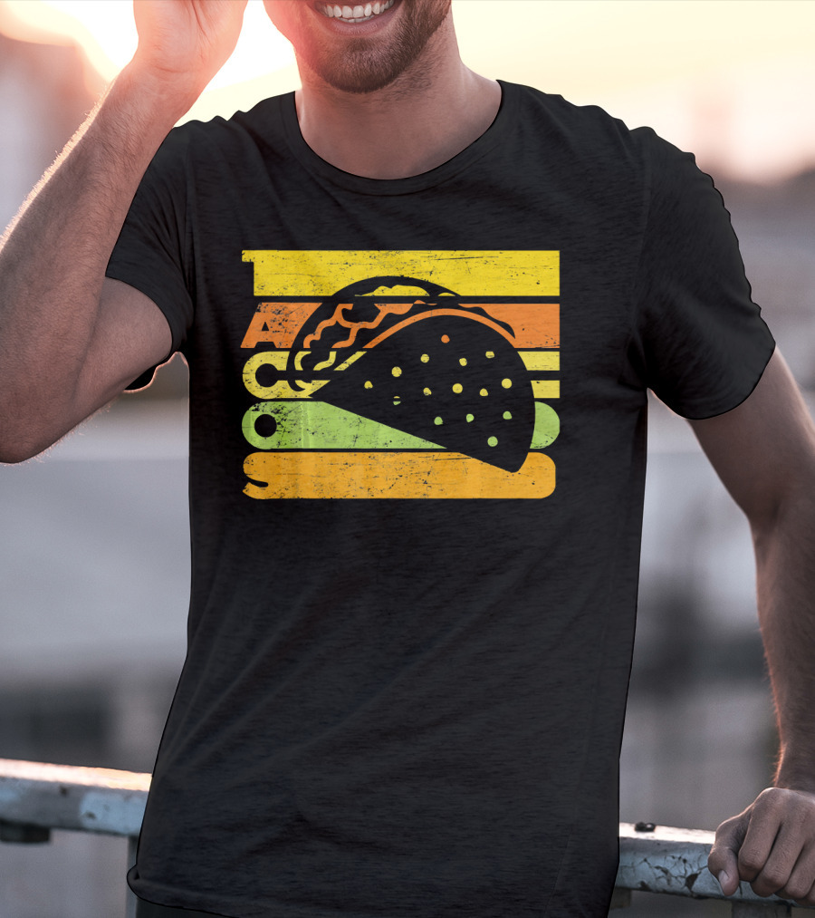 Vintage Retro Style Tacos Funny Ta Stripes Taco T-Shirt