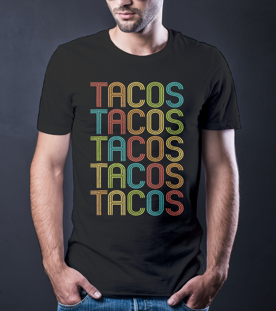 Vintage TACOS Rainbow Retro 70s T-Shirt