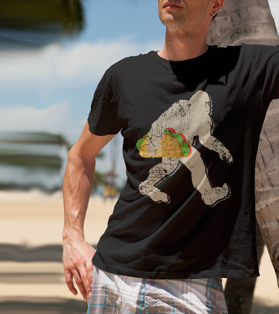 Sasquatch Bigfoot With Taco T-Shirt