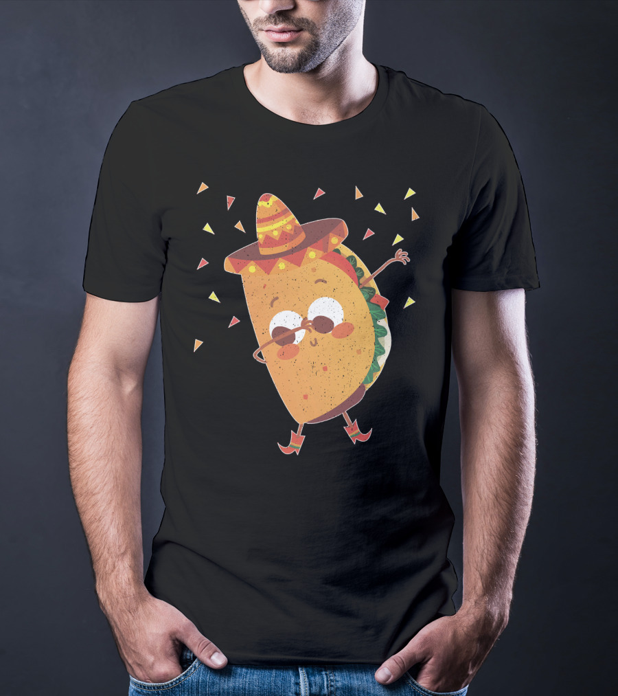 Funny Mexican Dabbing Taco Sombrero Party T-Shirt