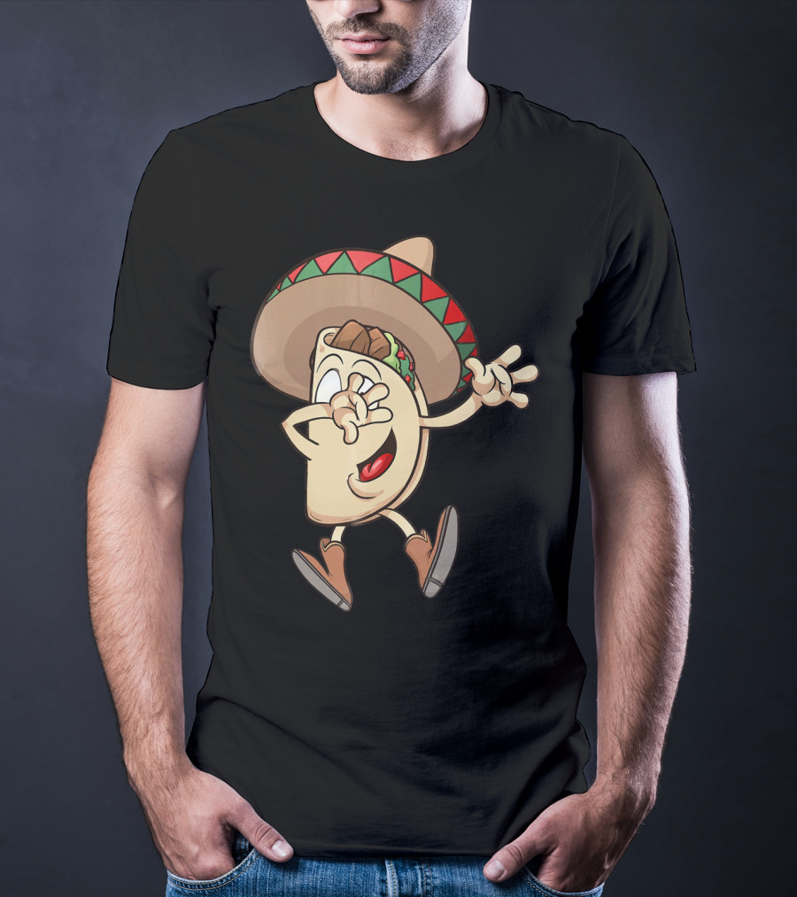 Taco Dance Funny Sombrero Wearin' Animated Taco Character T-Shirt