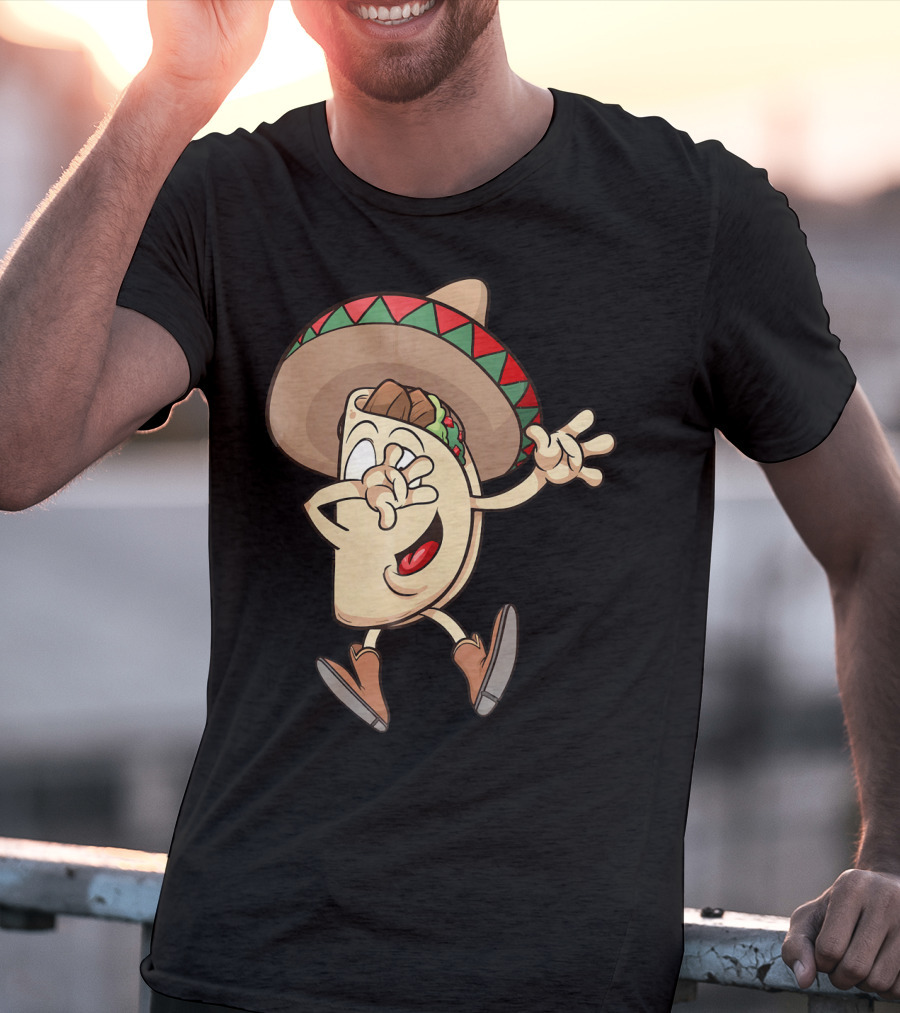 Taco Dance Funny Sombrero Wearin' Animated Taco Character T-Shirt