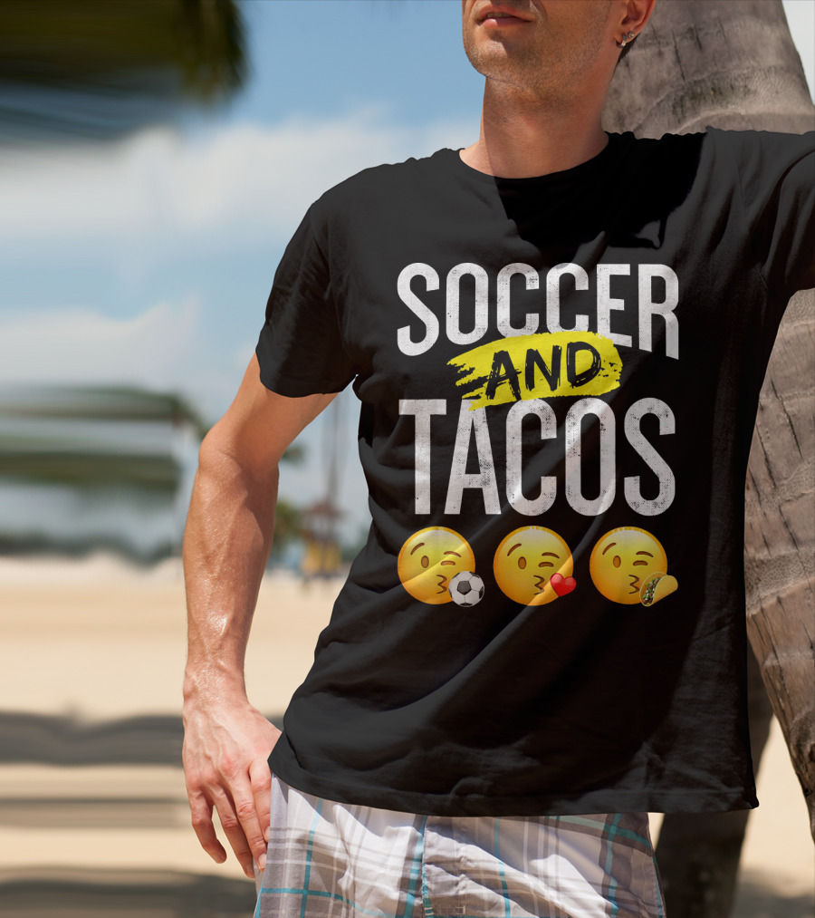 Soccer And Tacos Emoji Soccer Heart Tacos Emoji T-Shirt