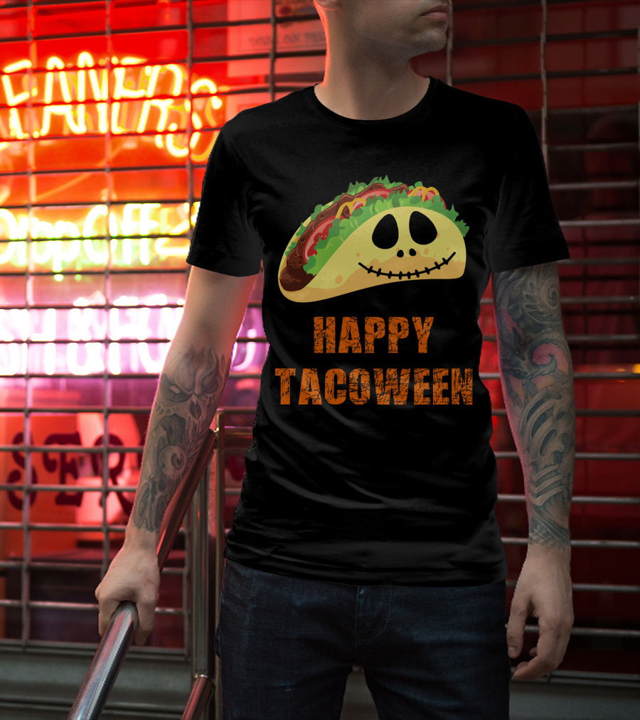 Happy Tacoween Halloween Taco Skeleton Face T-Shirt