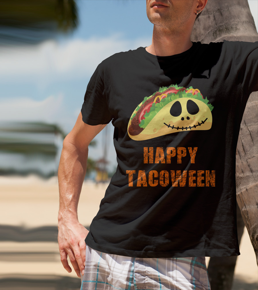 Happy Tacoween Halloween Taco Skeleton Face T-Shirt