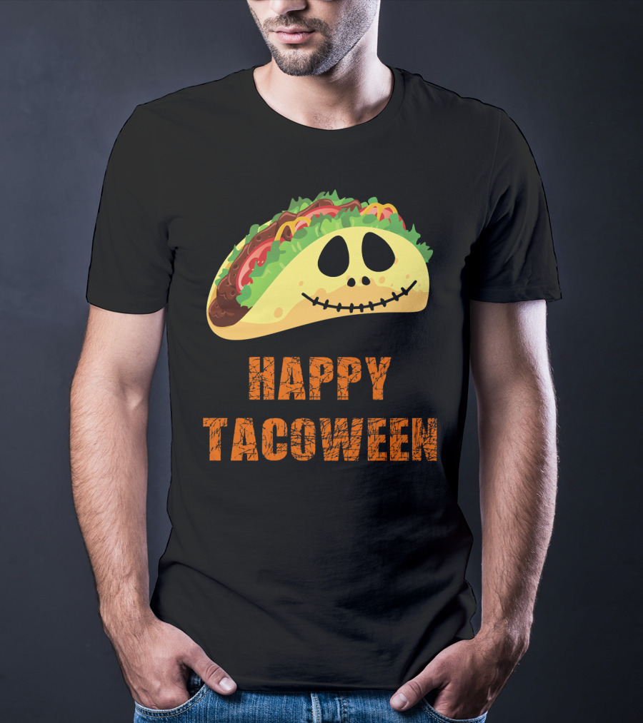 Happy Tacoween Halloween Taco Skeleton Face T-Shirt