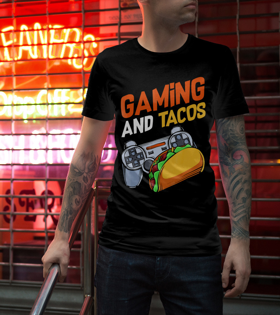 Gaming And Tacos Food Gaming Controller Fun T-Shirt