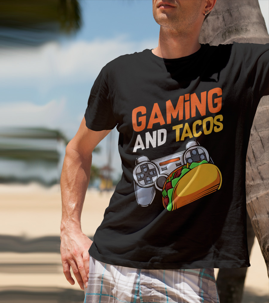 Gaming And Tacos Food Gaming Controller Fun T-Shirt