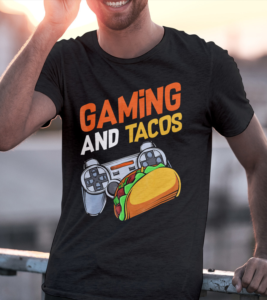 Gaming And Tacos Food Gaming Controller Fun T-Shirt