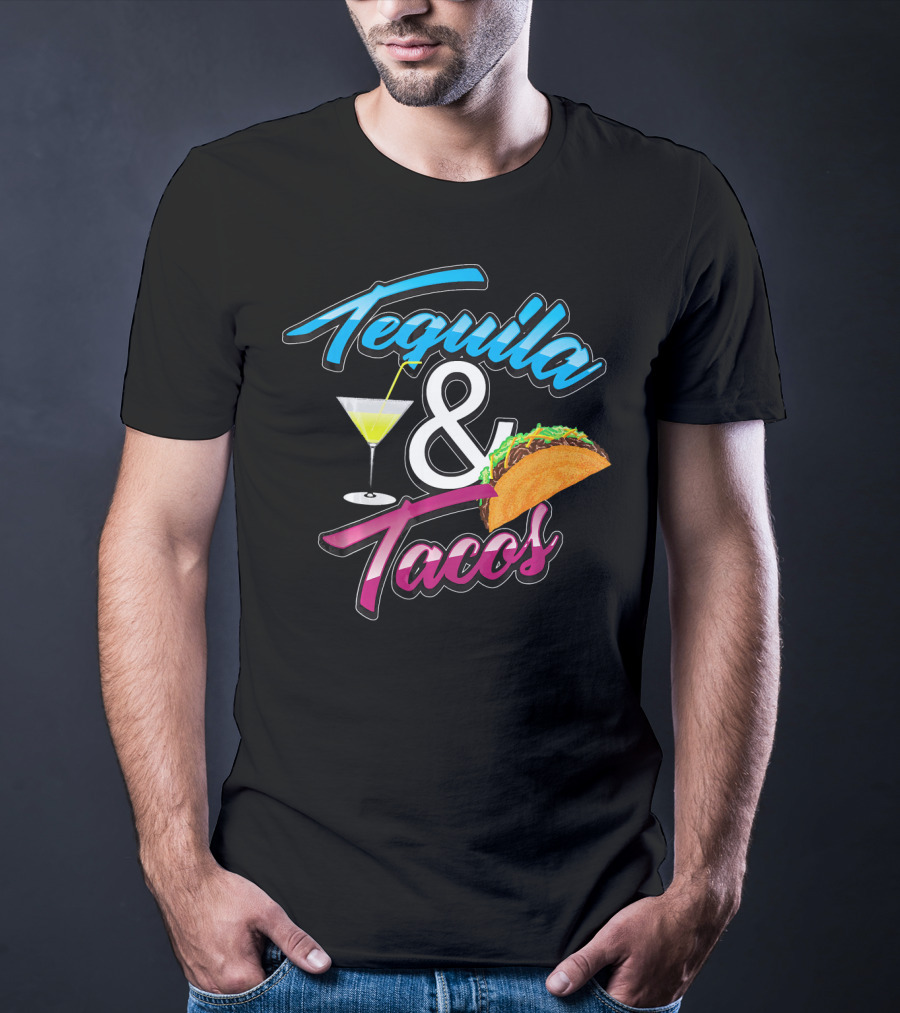 Tequila And Tacos Cute Mexican Food Martini Glass Taco T-Shirt