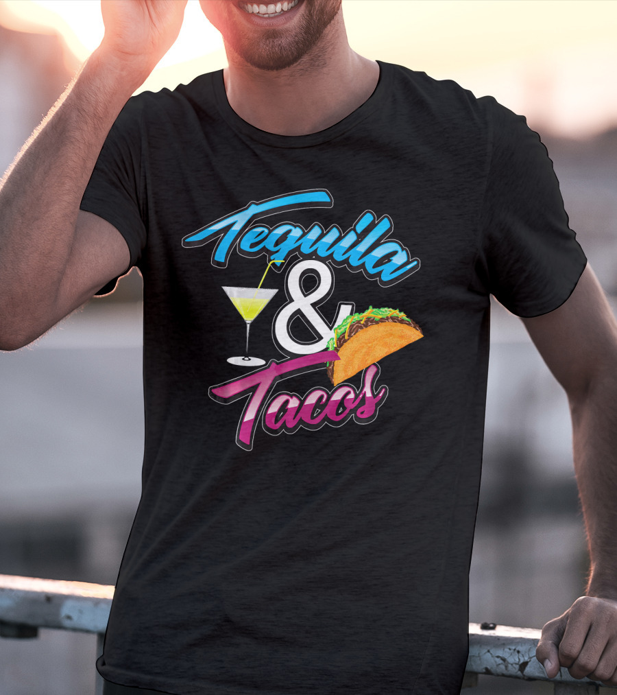 Tequila And Tacos Cute Mexican Food Martini Glass Taco T-Shirt