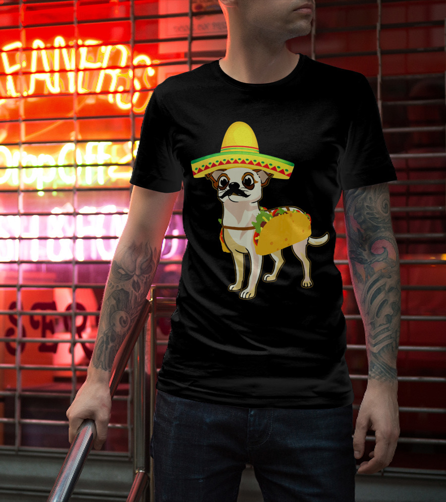 Funny Mexican Chihuahua Taco Cinco De Mayo T-Shirt