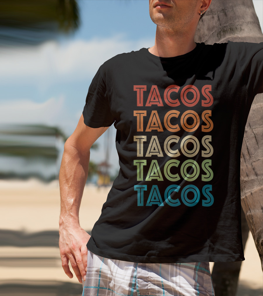 Vintage Tacos Cinco De Mayo Colorful Typography T-Shirt