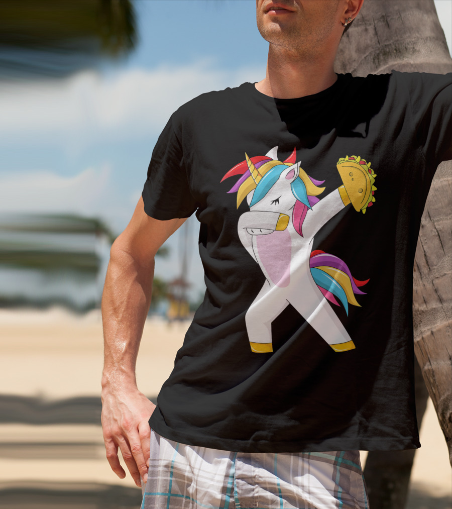 Taco Unicorn Dabbing Dab Funny Cinco De Mayo Rainbow T-Shirt