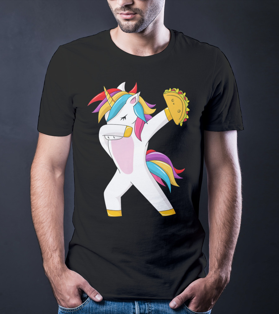 Taco Unicorn Dabbing Dab Funny Cinco De Mayo Rainbow T-Shirt