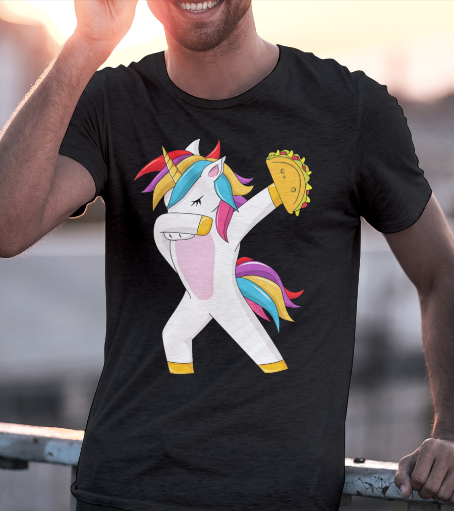 Taco Unicorn Dabbing Dab Funny Cinco De Mayo Rainbow T-Shirt