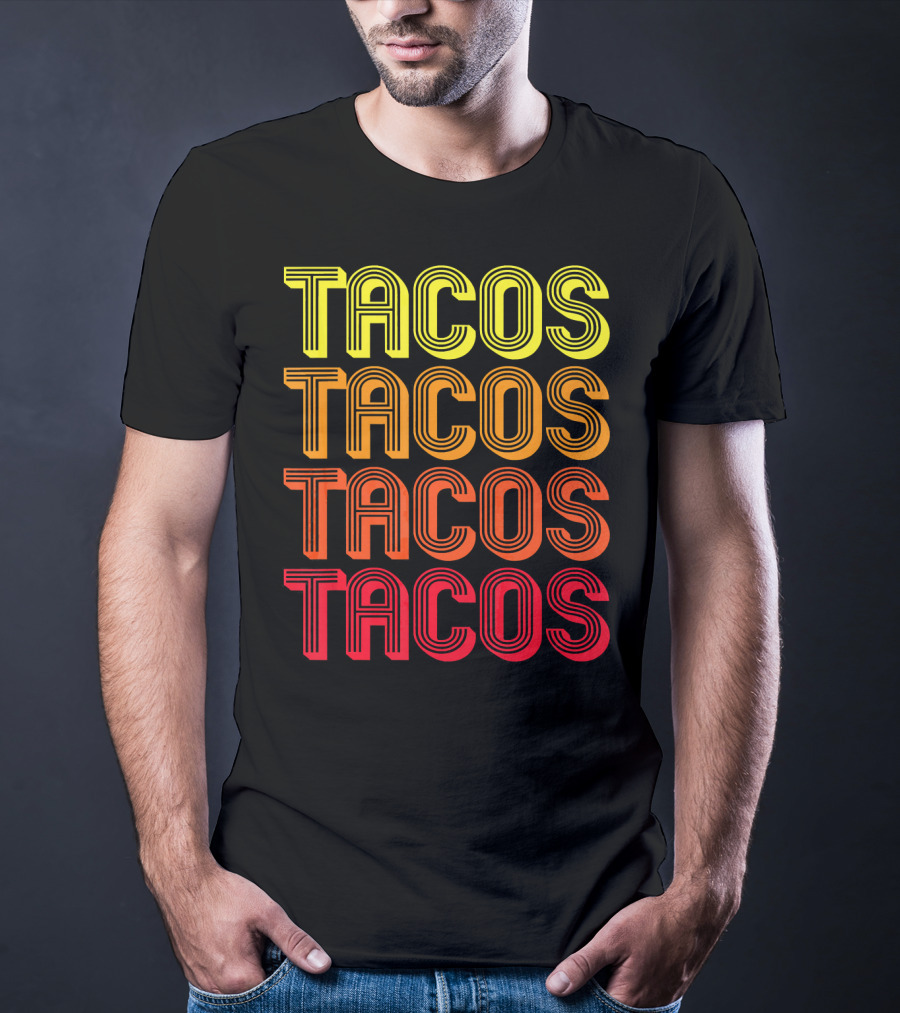 Vintage Tacos Guac Matching Set Funny Co Repeated Text Bold Gradient T-Shirt