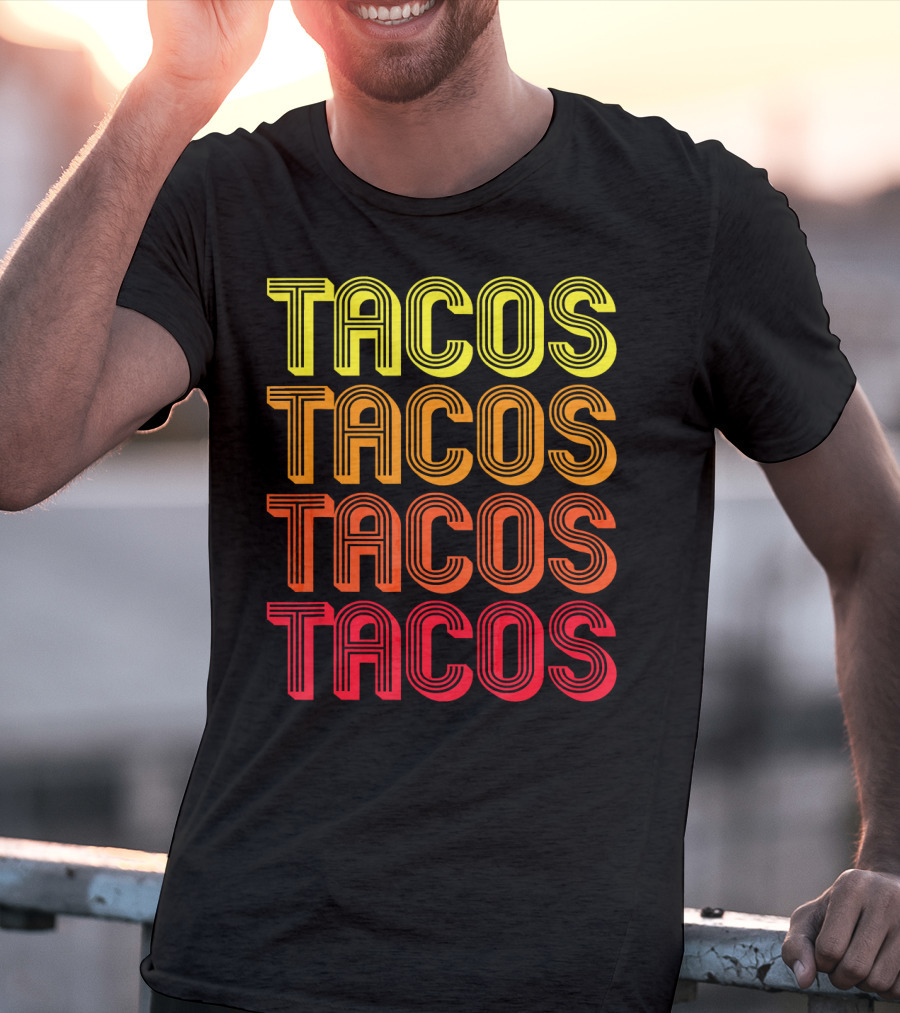 Vintage Tacos Guac Matching Set Funny Co Repeated Text Bold Gradient T-Shirt