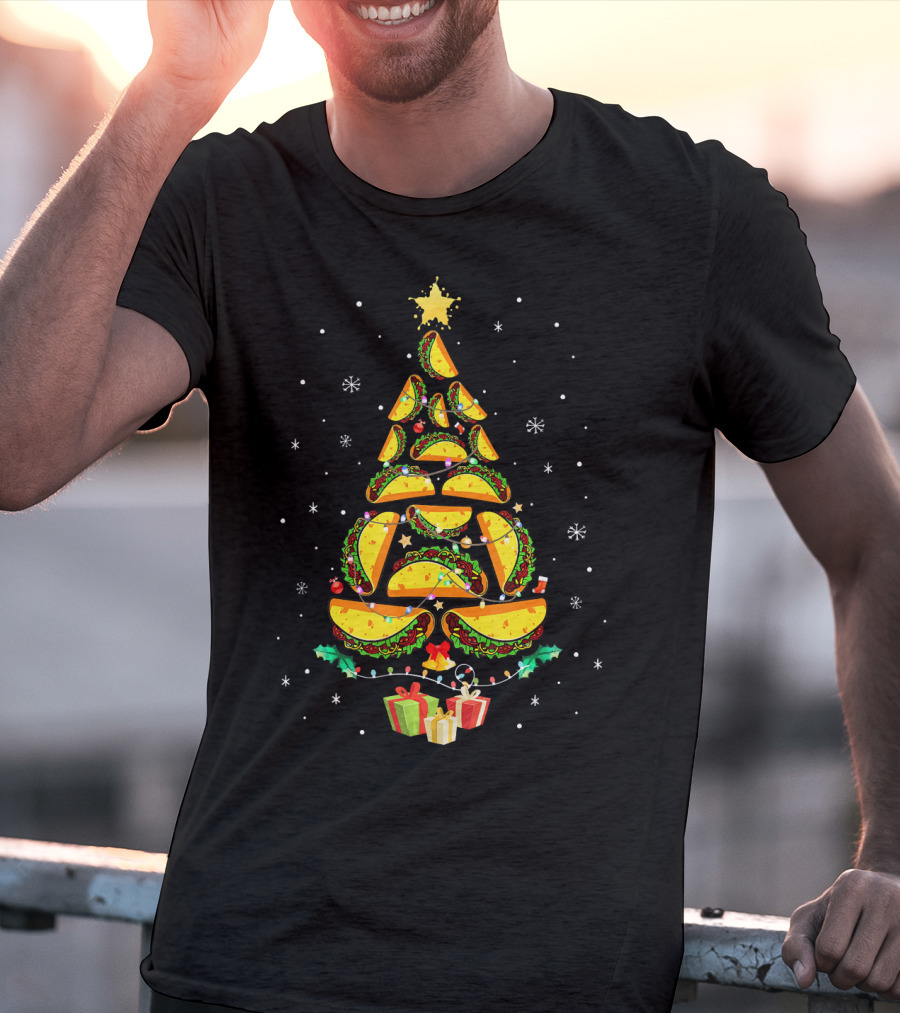 Tacos Christmas Tree Ugly Sweater Funny Holiday Festive T-Shirt
