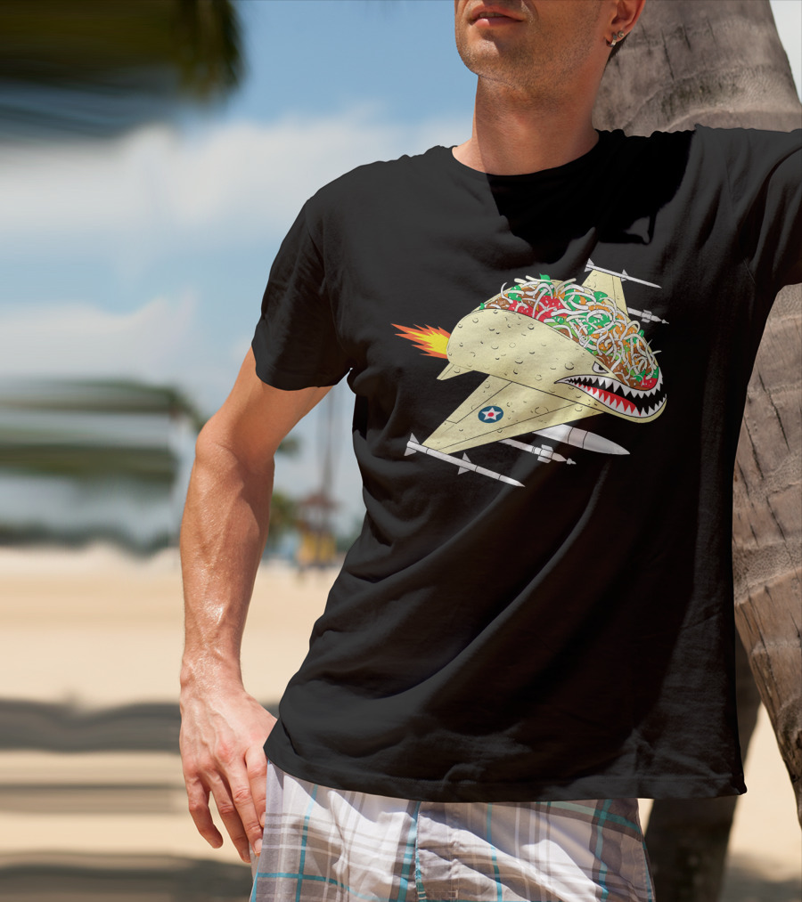 Taco Fighter Jet Air Force Military Shark T-Shirt