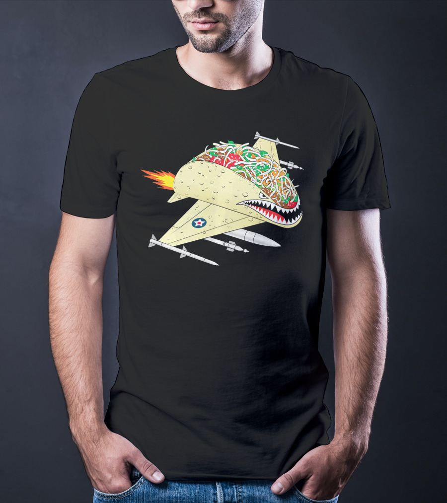 Taco Fighter Jet Air Force Military Shark T-Shirt