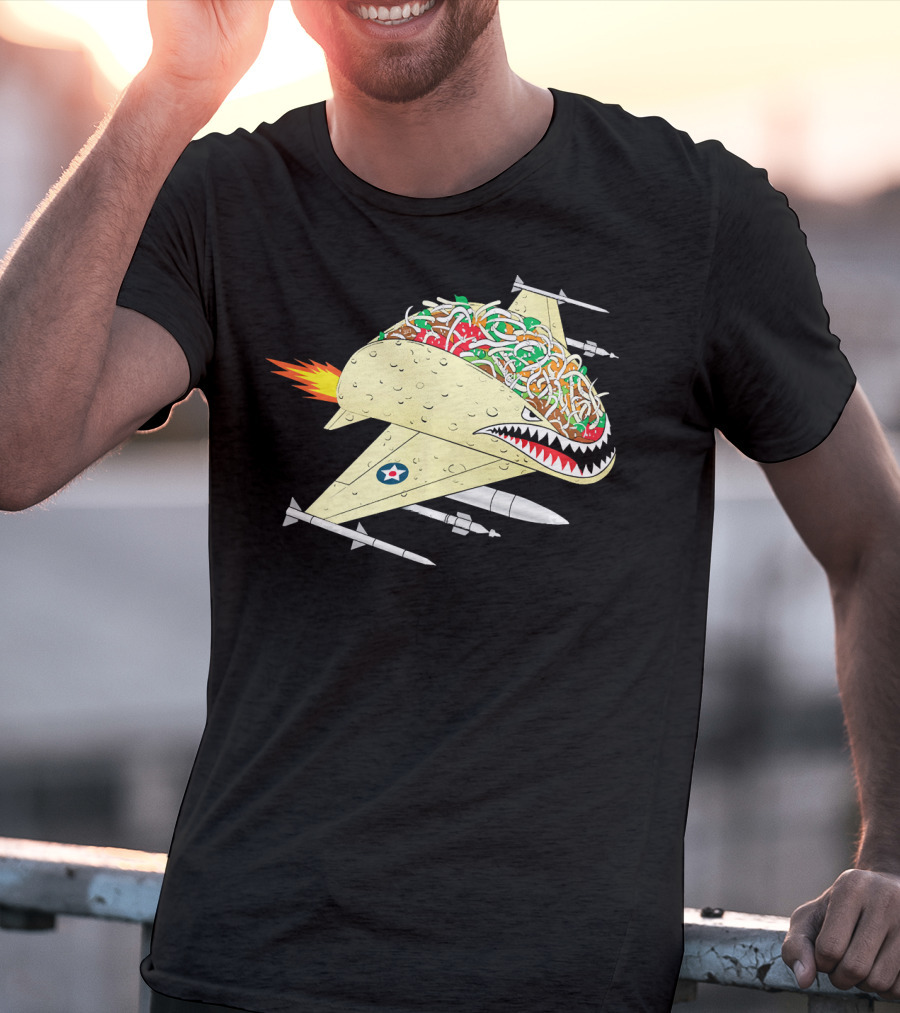Taco Fighter Jet Air Force Military Shark T-Shirt