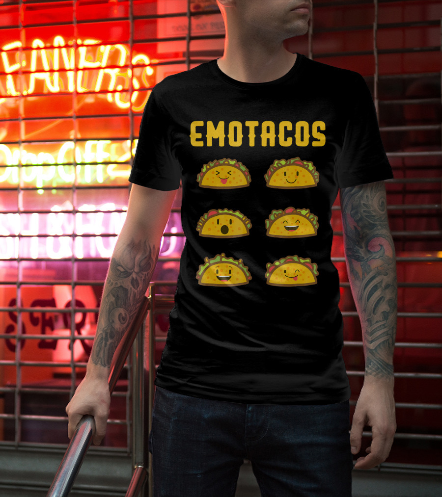 EMOTACOS Funny Mexican Tacos Emoticon Faces T-Shirt
