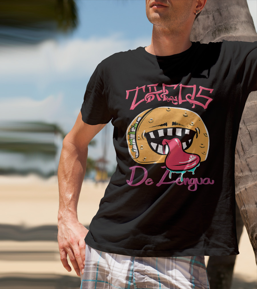 Tacos De Lengua Mexican Food Cartoon Taco Face With Tongue T-Shirt