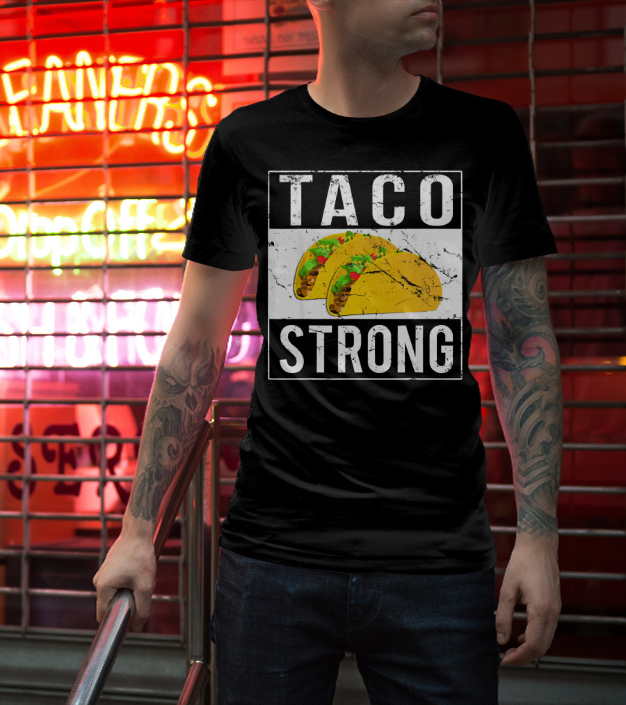 Taco Strong Bold Lettering With Yellow Tacos T-Shirt
