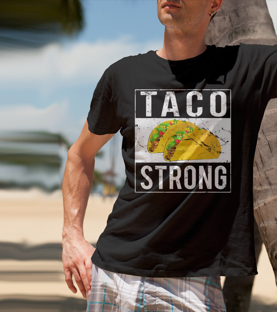 Taco Strong Bold Lettering With Yellow Tacos T-Shirt