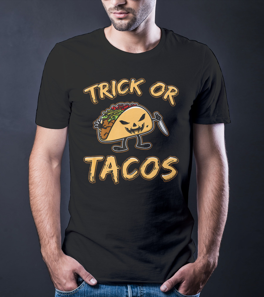 Trick Or Tacos Halloween Cute Jack-O-Lantern Taco Character T-Shirt