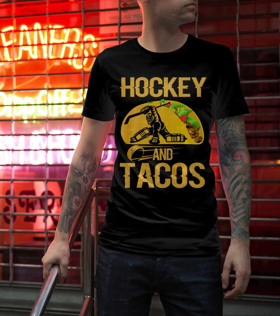Hockey Taco Enthusiast With Skating Player And Vibrant Filling T-Shirt
