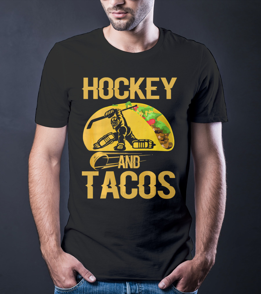 Hockey Taco Enthusiast With Skating Player And Vibrant Filling T-Shirt