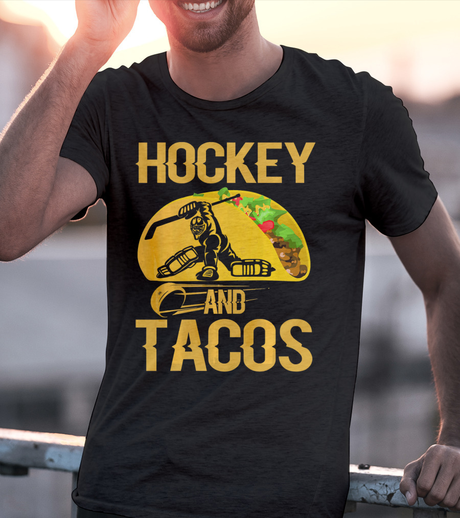 Hockey Taco Enthusiast With Skating Player And Vibrant Filling T-Shirt