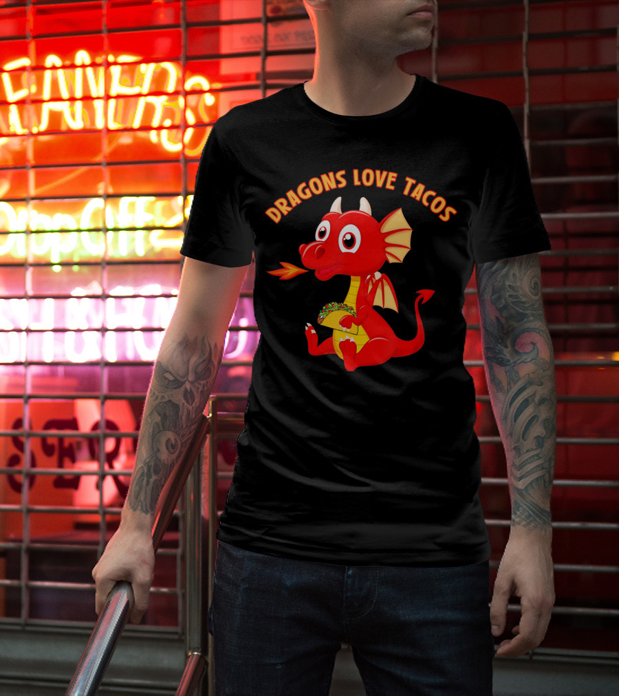 Dragons Love Tacos Funny Fish Dish T-Shirt