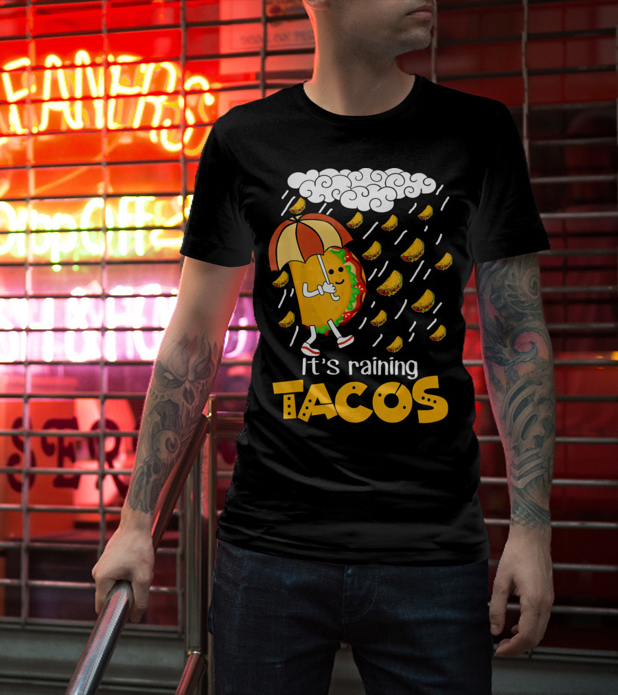It's Raining Tacos Playful Cartoon Fun T-Shirt