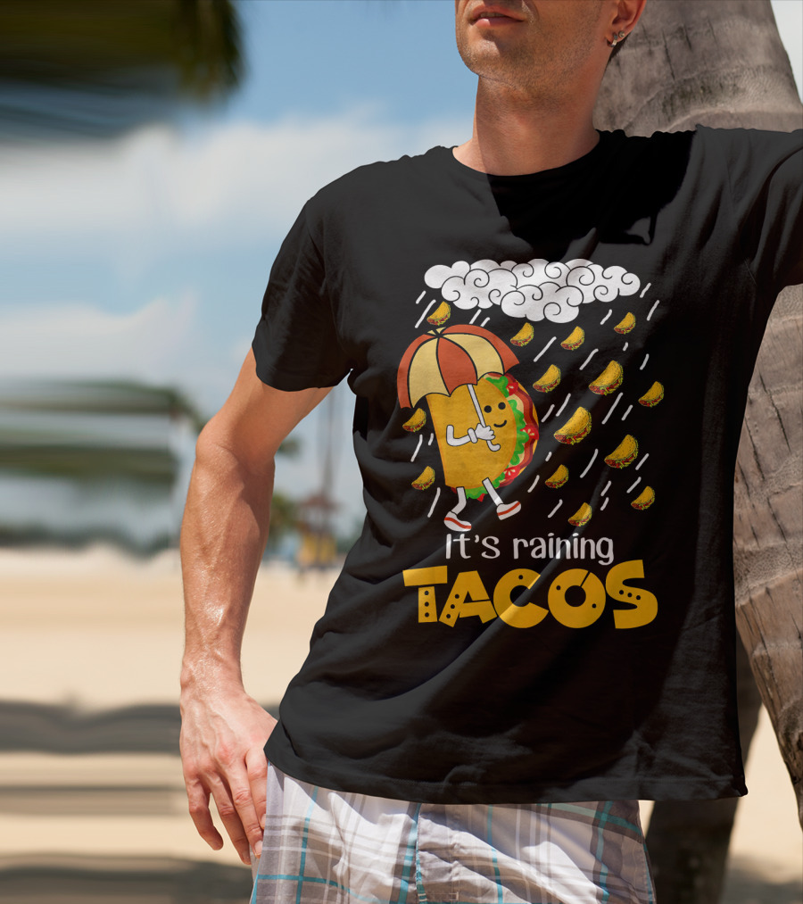 It's Raining Tacos Playful Cartoon Fun T-Shirt