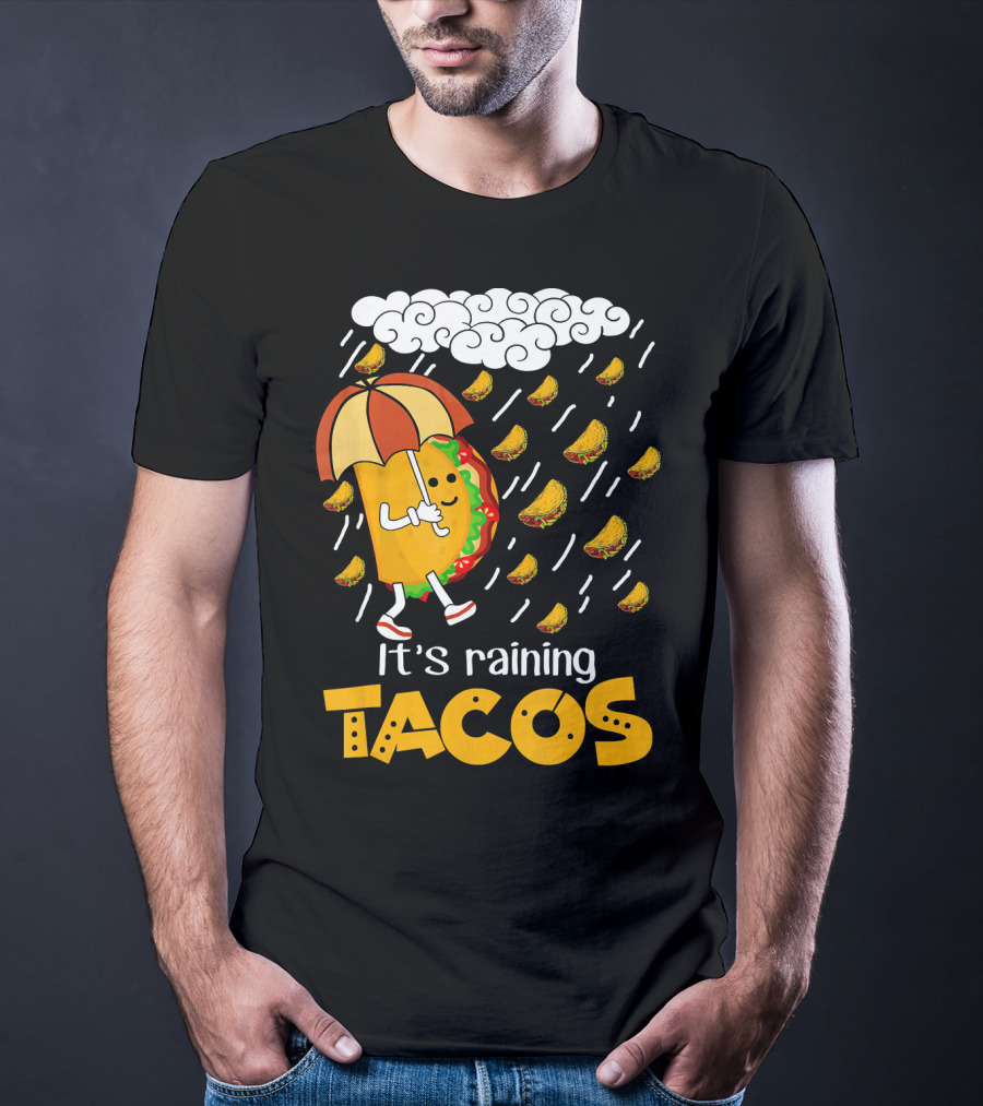 It's Raining Tacos Playful Cartoon Fun T-Shirt