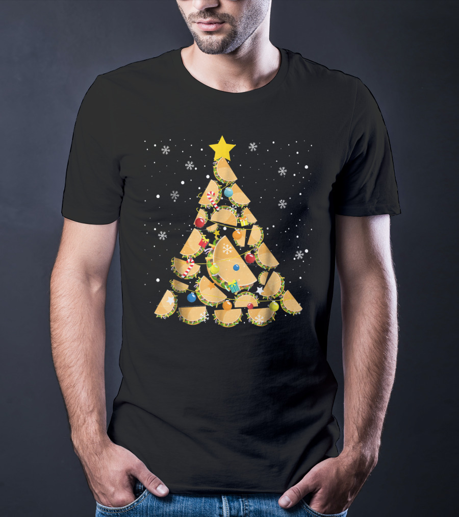 Tacos Christmas Tree Taco Lover Festive Holiday Decor Starry Night T-Shirt