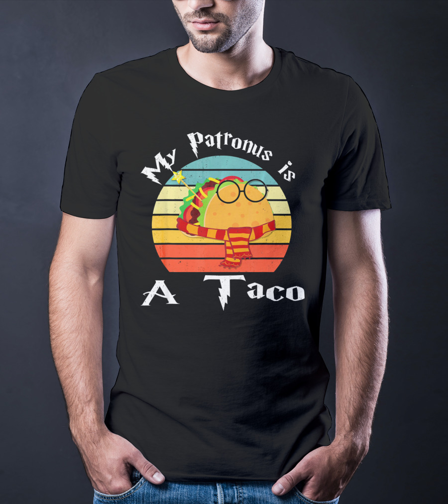My Patronus Is A Taco Vintage Retro Rainbow Wizardry Fiesta T-Shirt