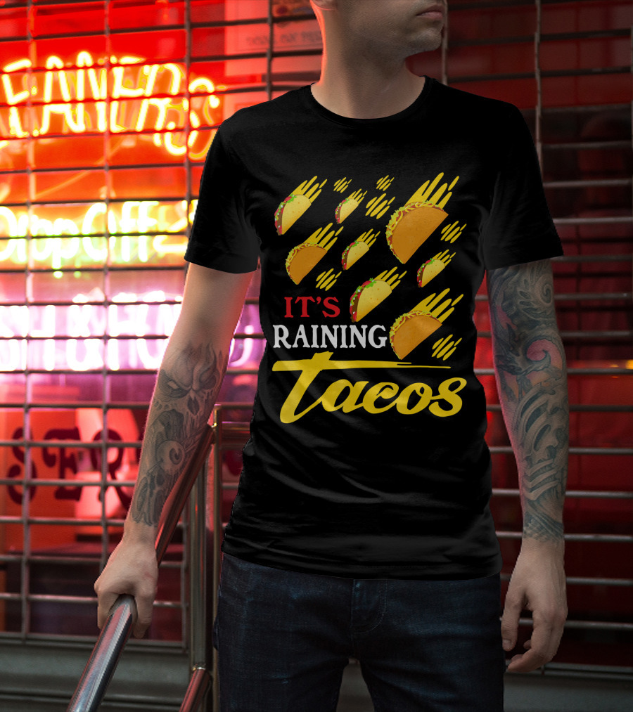It's Raining Tacos Funny Cartoon Food Meme T-Shirt